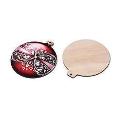 12Pcs UV Single Face Printed Wood Pendant Decorations&nbsp;WOOD-N020-45