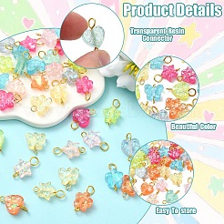 40Pcs 4 Styles Transparent Resin Connector Charms&nbsp;PALLOY-YW00174