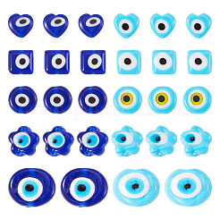 68Pcs 10 Styles Handmade Evil Eye Lampwork Beads&nbsp;LAMP-TA0002-71