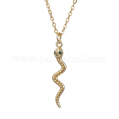 Snake Brass Micro Pave Cubic Zirconia Pendants Pendant Necklaces&nbsp;NJEW-JN05184