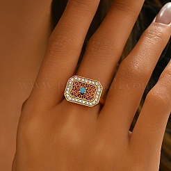 Geometric Hollow Brass Micro Pave Cubic Zirconia Adjustable Finger Rings for Women&nbsp;ZD6795-3