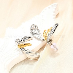 304 Stainless Steel Two-tone Stud Earrings for Women&nbsp;EJEW-R023-01GP-04