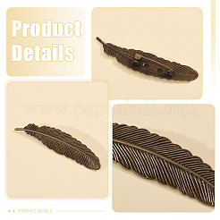 20Pcs Feather Shape Brass Brooch&nbsp;JEWB-CO0001-01AB