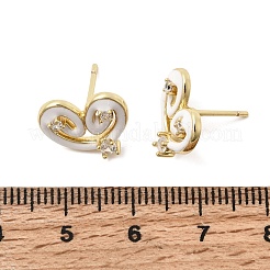 Heart Brass Micro Pave Cubic Zirconia Stud Earring&nbsp;EJEW-H180-15G-01