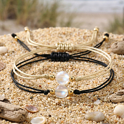 Synthetic Moonstone Round Braided Bead Bracelet Sets&nbsp;MU6747