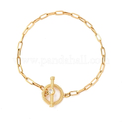 304 Stainless Steel Flat Round Link Bracelets&nbsp;BJEW-R027-06G-02