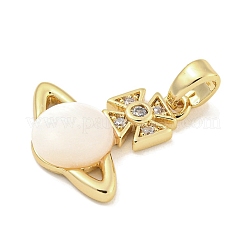 Brass with Clear Cubic Zirconia with Sea Shell Pendants&nbsp;KK-Q820-20G