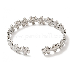 Non-Tarnish 304 Stainless Steel Flower Wrap Cuff Bangles for Women&nbsp;BJEW-L682-013P