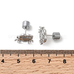 Brass Micro Pave Clear Cubic Zirconia Crab Stud Earrings&nbsp;EJEW-K319-01P
