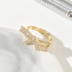 Brass & Clear Cubic Zirconia Finger Rings&nbsp;CU-CBA7E55-08G