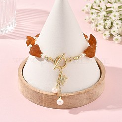 Brass Micro Pave Clear Cubic Zirconia Star Charm Bracelets&nbsp;BJEW-JB14290