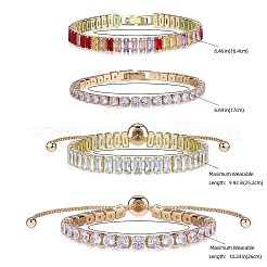 4Pcs 4 Style Cubic Zirconia Tennis Bracelets Set&nbsp;BJEW-SZ0002-66G