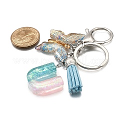 26Pcs Transparent Epoxy Resin & Transparent Acrylic & Faux Suede Tassel Keychain&nbsp;KEYC-JKC01202-21