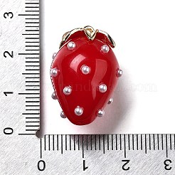 Strawberry Brass Acrylic Pendants&nbsp;OACR-R006-02G-02