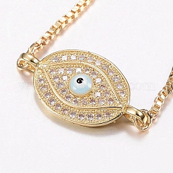 Adjustable Brass Micro Pave Cubic Zirconia Bolo Bracelets&nbsp;BJEW-J180-14G