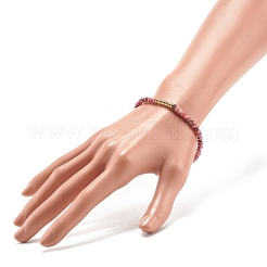 Natural Malaysia Jade(Dyed) Rondelle Beaded Stretch Bracelet with Brass&nbsp;BJEW-JB07967