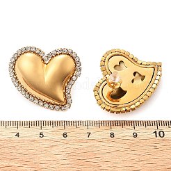 Heart 304 Stainless Steel Micro Pave Clear Cubic Zirconia Stud Earrings&nbsp;EJEW-V016-01G-01