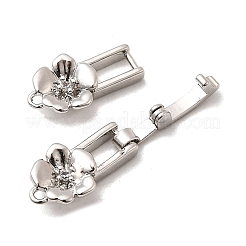 Brass Micro Pave Clear Cubic Zirconia Fold Over Clasps&nbsp;KK-C075-32P