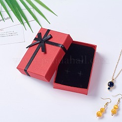 Kraft Cotton Filled Rectangle Cardboard Jewelry Set Boxes with Bowknot&nbsp;CBOX-D028-04