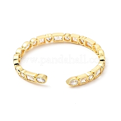 Cubic Zirconia Geometry Open Cuff Bangle&nbsp;BJEW-J165-13A-G