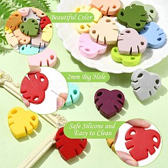 18Pcs 18 Colors Monstera Leaf Food Grade Eco-Friendly Silicone Beads&nbsp;SIL-CJ0002-76