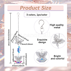 3Pcs 3 Colors Butterfly Glass Pendant Decoration&nbsp;HJEW-SP00010