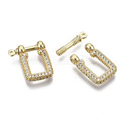 Brass Micro Pave Clear Cubic Zirconia D-Ring Anchor Shackle Clasps&nbsp;ZIRC-S066-051-NF