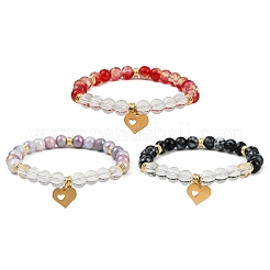 3Pcs 3 Colors 304 Stainless Steel Charm Bracelets&nbsp;BJEW-JB12049