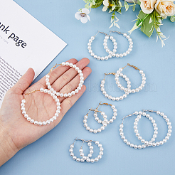 6 Pairs 6 Style Plastic Imitation Pearl Beaded Hoop Earrings with Iron Pins for Women&nbsp;EJEW-FI0002-10