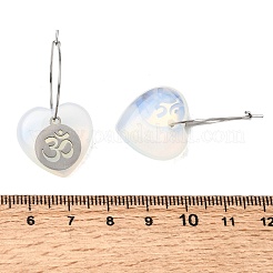 Natural & Synthetic Gemstone & 304 Stainless Steel Hoop Earrings for Women&nbsp;EJEW-G475-04P