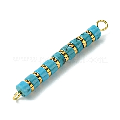 Dyed Natural Magnesite & Electroplated Synthetic Non-magnetic Hematite Heishi Connector Charms&nbsp;PALLOY-JF03291-05
