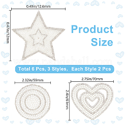 6Pcs 3 Styles Rhinestone Cloth Iron on/Sew on Patches&nbsp;DIY-GF0010-04