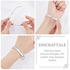 1Pc Stainless Steel Grooved Bangles&nbsp;STAS-UN0042-50A-P