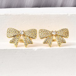 Brass Micro Pave Clear Cubic Zirconia Cuff Earrings&nbsp;EJEW-K309-06G