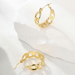 Simple 201 Stainless Steel Cuban Link Hoop Earrings&nbsp;LS-WG5268