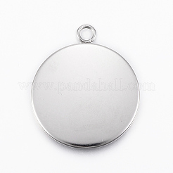 Tarnish Resistant 304 Stainless Steel Pendant Cabochon Settings&nbsp;STAS-E146-18P-25mm