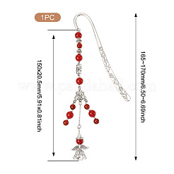 Natural Malaysia Jade Round Beads & Alloy Angel Bookmarks&nbsp;AJEW-TA00052