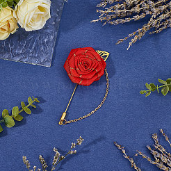Flower Polyester Ribbon Brooches&nbsp;JEWB-WH20006-02A