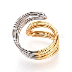 Brass Bypass Open Cuff Rings for Women&nbsp;RJEW-B062-06GP