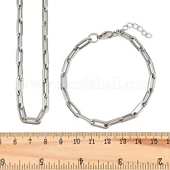 304 Stainless Steel Link Paperclip Chain Bracelet & Necklace Jewelry Sets&nbsp;SJEW-L199-05P