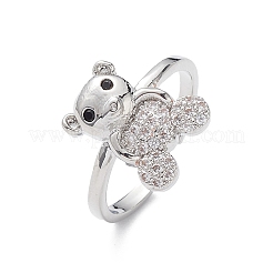 Bear Cubic Zirconia Cuff Ring&nbsp;RJEW-M146-03F