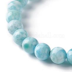 Natural Larimar/Pectolite Round Beaded Stretch Bracelet&nbsp;BJEW-A120-01B
