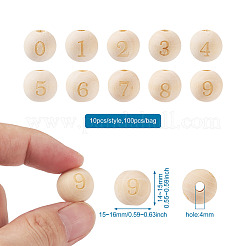 100Pcs 10 Styles Unfinished Natural Wood European Beads&nbsp;WOOD-CD0001-08