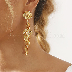 Alloy Flat Round Tassel Dangle Stud Earrings&nbsp;FS-WG12C59-01