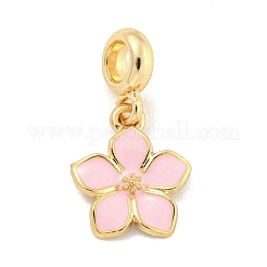 Rack Plating Alloy Enamel Flower European Dangle Charms&nbsp;FIND-B034-55G