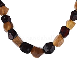 Natural Amber Nuggets Graduated Beaded Necklaces with Brass Clasps&nbsp;NJEW-N064-05