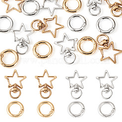 10Pcs 2 Colors Star Alloy Swivel Snap Hook Clasps & 10Pcs 2 Colors Alloy Spring Gate Rings Findings Kits&nbsp;FIND-TADJ0001-24