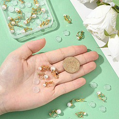 24Pcs 4 Styles 304 Stainless Steel Clip-on Earring Findings with Imitation Pearl Plastic Beaded&nbsp;STAS-SC0010-46A