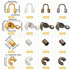 1400Pcs 16 Styles Iron Bead Tips with Brass Crimp Beads with Brass Wire Guardian and Protectors with Brass Crimp Beads Covers&nbsp;FIND-SC0010-79
