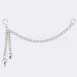 2Pcs Alloy Curb Chain & Heart Boot Strap Chains&nbsp;FIND-CP0003-35